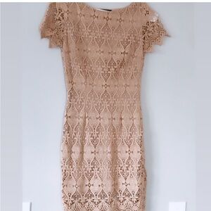 bebe Crochet Short Sleeve Boatneck Dress Size S